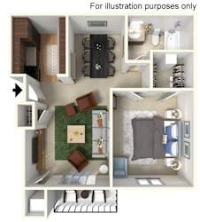 A series of images showing different room layouts for illustration purposes.