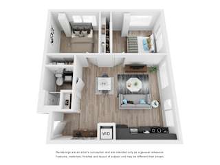 2x1 Floor Plan  at Nomad Apartments, Portland, 97217