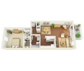 A1 1 Bed 1 Bath, 975 Square-Foot Floor Plan at Legacy, Tampa, FL