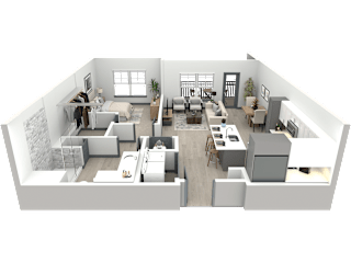 a 3d floor plan of a house