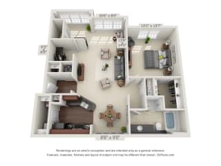 greystone falls one bedroom with sunroom floor plan