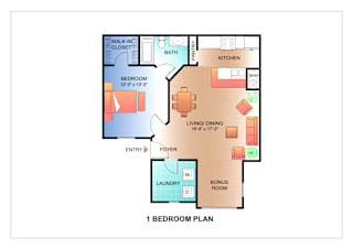 a floor plan of a house with a bedroom and a living room