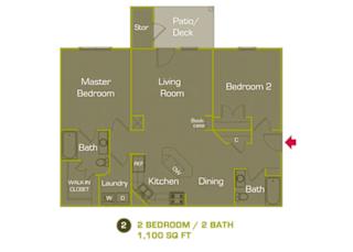 1092 Square-Foot B Floor Plan at Woodland Trail, LaGrange, 30241