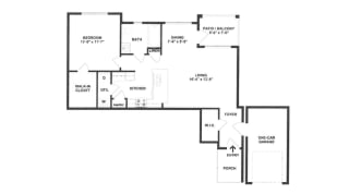 Axis 1 Bedroom 1 Bath Floor Plan at Orion Mccord Park, Little Elm, Texas