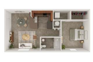 a1 floor plan  1 bedroom with 2 baths  129
