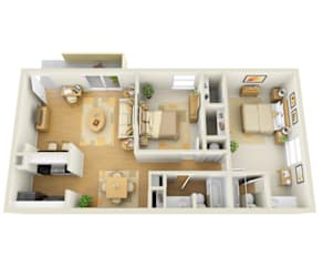 a bedroom floorplan of a 1 bedroom995 sq ft apartment at L'Estancia, Sarasota, 34231