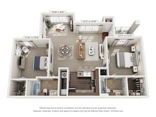 A 3D floor plan of a house with dimensions and a disclaimer at the bottom.