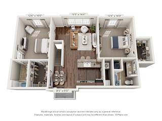A 3D floor plan of a house with dimensions and a disclaimer at the bottom.