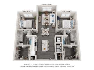 a 1 bedroom floor plan at Fairview Springs in Covington, GA, 30016