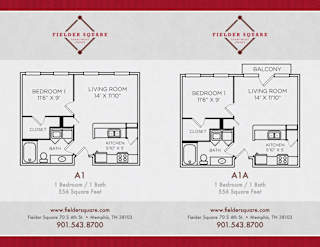 A1 and A1A Floorplan at Fielder Square, Tennessee, 38103