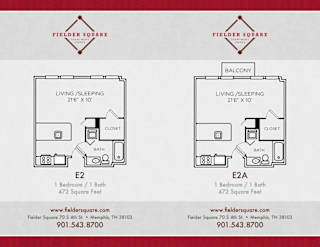 E2 and E2A Floorplan at Fielder Square, Memphis, 38103