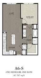 One Bedroom Floorplan at Parkside Apartments, Birmingham