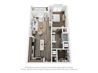 A10 Floorplan at Parkside Apartments, Birmingham, 35233