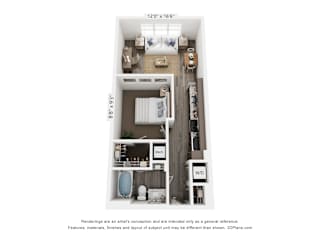 A2 Floorplan at Parkside Apartments, Birmingham, AL, 35233