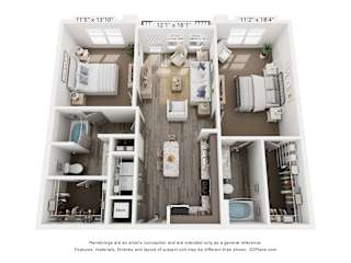 B3 Floorplan at Parkside Apartments, Birmingham, AL