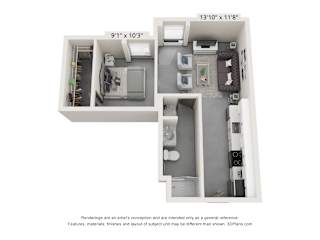 1 bed 1 bath at Tower on Tenth Apartments, Alabama