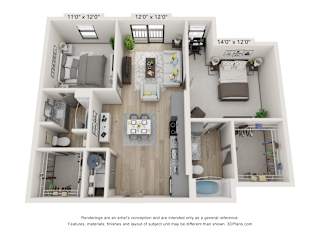 B11 Floor Plan at Vista Germantown, Nashville, TN
