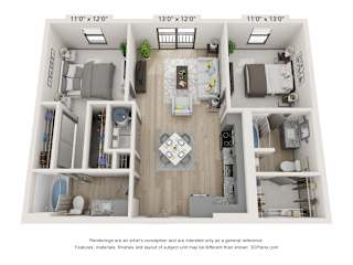 B2 Floor Plan at Vista Germantown, Nashville, 37208