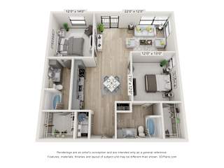 B6 Floor Plan at Vista Germantown, Nashville, Tennessee