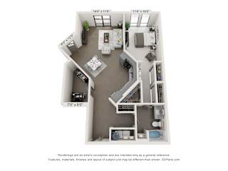 A12 Floor Plan at Vista Germantown, Tennessee, 37208