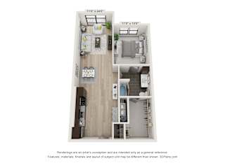 A2 Floor Plan at Vista Germantown, Nashville, TN, 37208