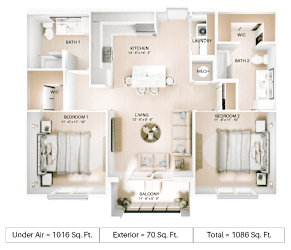B3 Floor Plan at Imperial Crossing Luxury Apartment Homes, Bonita Springs, FL