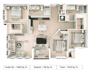 C2 Floor Plan at Imperial Crossing Luxury Apartment Homes, Florida
