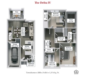 The Delta IV Floor Plan at Flats at Sugar Run Apartments, Ohio