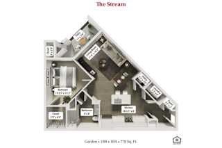 The Stream Floor Plan at Flats at Sugar Run Apartments, Delaware, Ohio