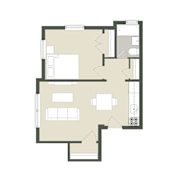 Floor Plan 1 Bedroom - 1 Bathroom