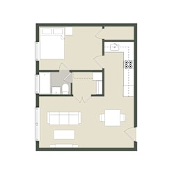 Floor Plan 1 Bedroom - 1 Bathroom