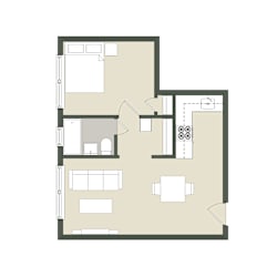 Floor Plan 1 Bedroom - 1 Bathroom