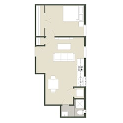 Floor Plan 1 Bedroom - 1 Bathroom