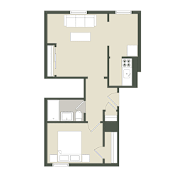 Floor Plan 1 Bedroom - 1 Bathroom