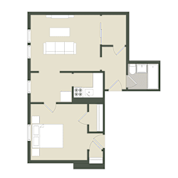Floor Plan 1 Bedroom - 1 Bathroom