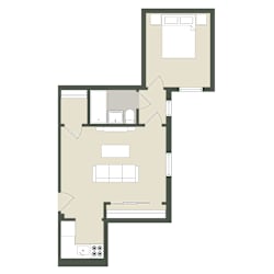 Floor Plan 1 Bedroom - 1 Bathroom