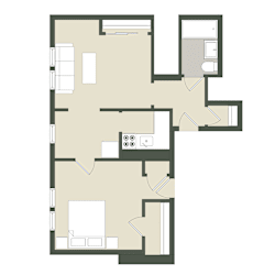 Floor Plan 1 Bedroom - 1 Bathroom