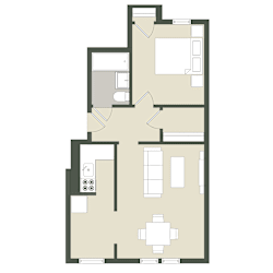 Floor Plan 1 Bedroom - 1 Bathroom