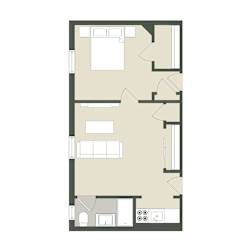 Floor Plan 1 Bedroom - 1 Bathroom