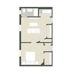 Floor Plan 1 Bedroom - 1 Bathroom