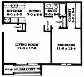 1 bed 1 bath 670 Sq.Ft. at Indian Ridge Apartments, Davenport 52807