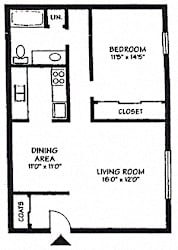 1 bed 1 bath 782 Sq.Ft. Large at Kimberly Club Apartments, Davenport 52807