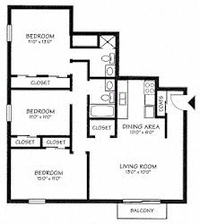 3 bed 2 bath 1,200 Sq.Ft. Small at Kimberly Club Apartments, Iowa, 52807