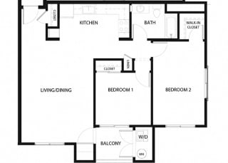 Plan 10 2 Bedroom 1 Bathroom Floor Plan Plan 10 2 Bedroom 1 Bathroom Floor Plan at Hancock Terrace Apartments, California