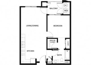Plan 3 1 Bedroom 1 Bathroom Floor Plan Plan 3 1 Bedroom 1 Bathroom Floor Plan at Hancock Terrace Apartments, California