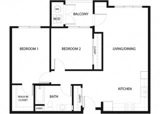 Plan 9 2 Bedroom 1 Bathroom Floor Plan Plan 9 2 Bedroom 1 Bathroom Floor Plan at Hancock Terrace Apartments, Santa Maria