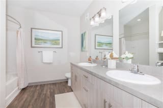 Bathroom with Large Mirror at One White Oak Apartments, Georgia, 30041