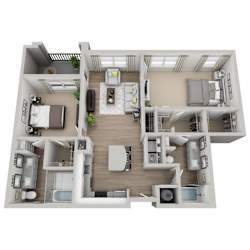 MOSS Floor Plan at Pointe at Lake Crabtree Apartments, Morrisville, North Carolina