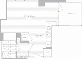 Studio 1 bath K at Artline Apartments, Washington