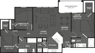 Three Bed Two Bath Floor Plan Three Bed Two Bath Floor Plan at Estates at Briggs Ranch, San Antonio, TX